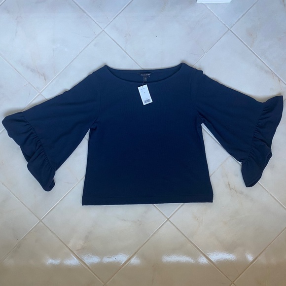 Banana Republic sweater 3/4 ruffle sleeve blue XS - Picture 11 of 11